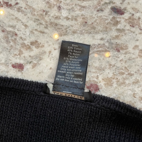 Ann Taylor Faux Fur Leopard Front Full Zip Sweater Jacket Women's size MP - Picture 11 of 11